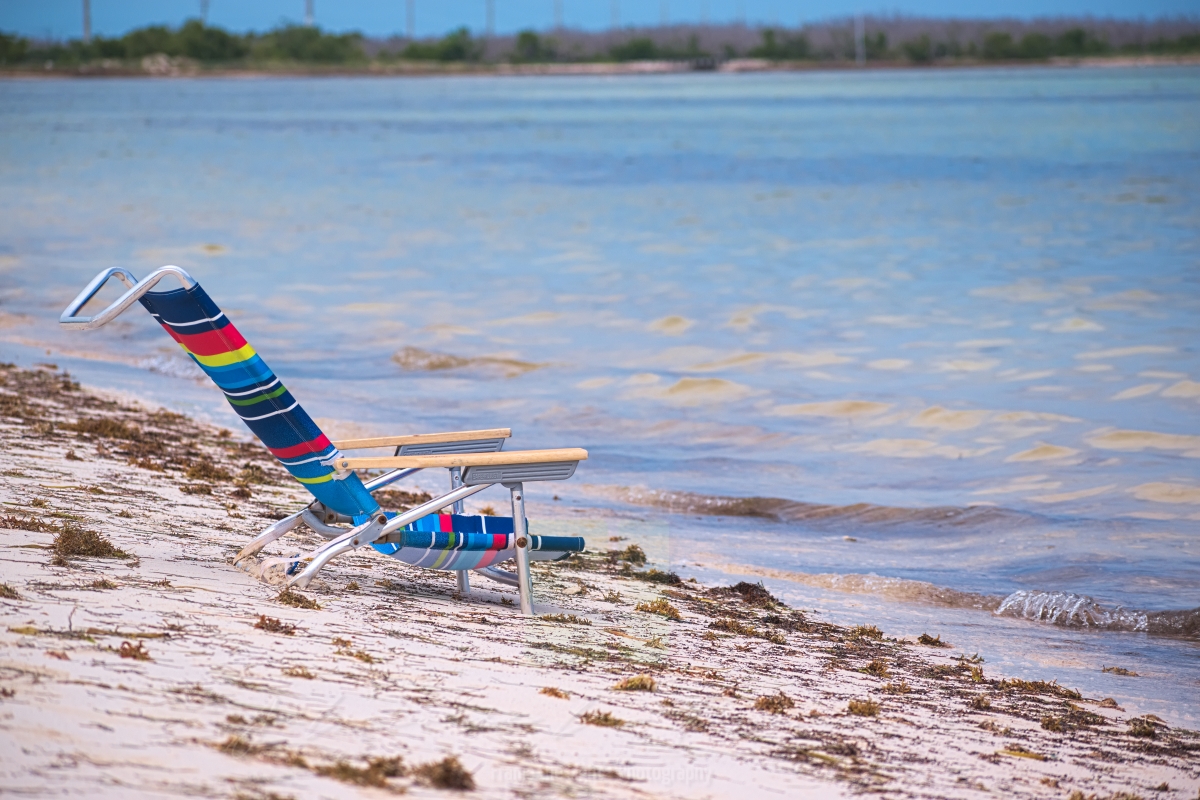 Beach armchair on the shore